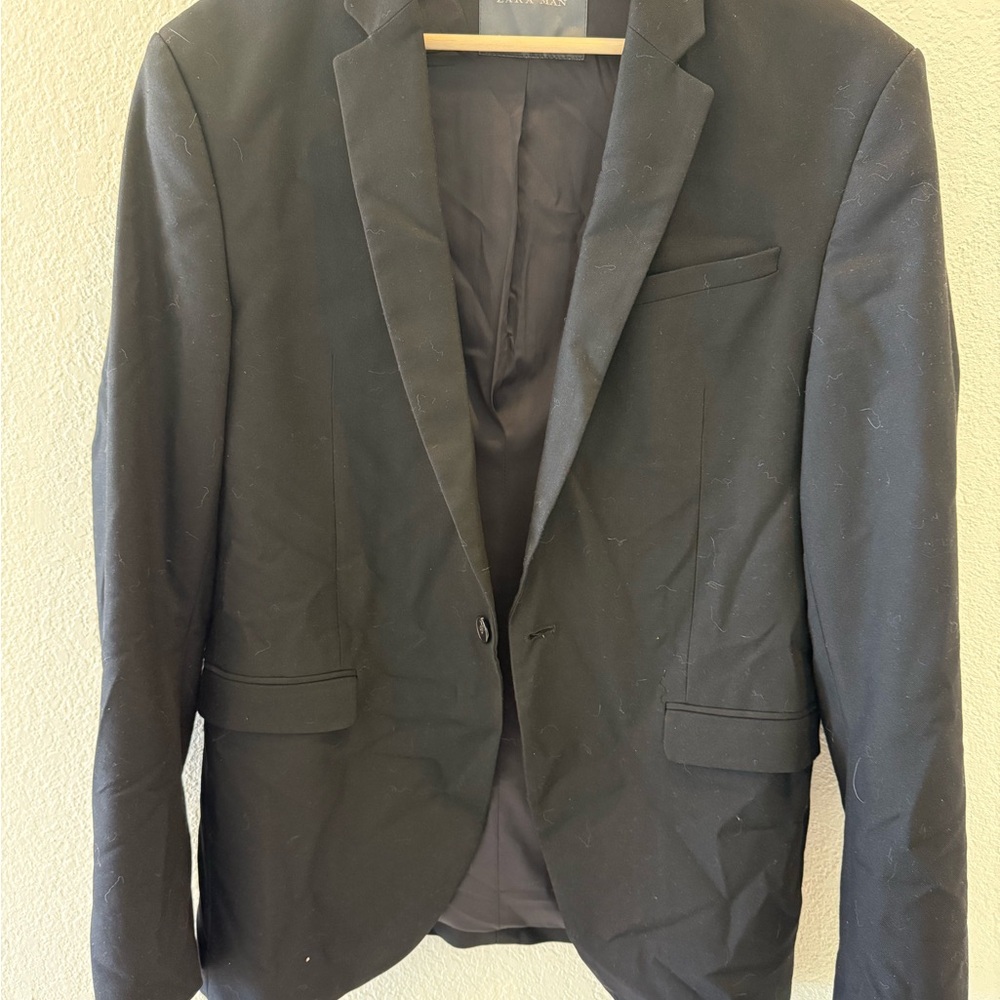 Zara Men's Black Single-Breasted Blazer